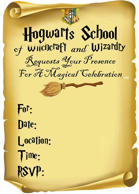 harry potter invitations template free